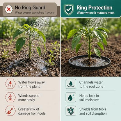 Evelyne 48 Pcs Adjustable Planting Grow Rings, Interlocking Garden Plant Rings, Spliceable Plant Circle Rings for Deep Watering, Soil Moisture Retention, Vegetables, Herbs, Flowers (48, Black) - color: Black