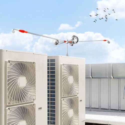 Bird Scarer Reflective Device for Outside Spinning Deterrent - color: Silver - with Base and Pole