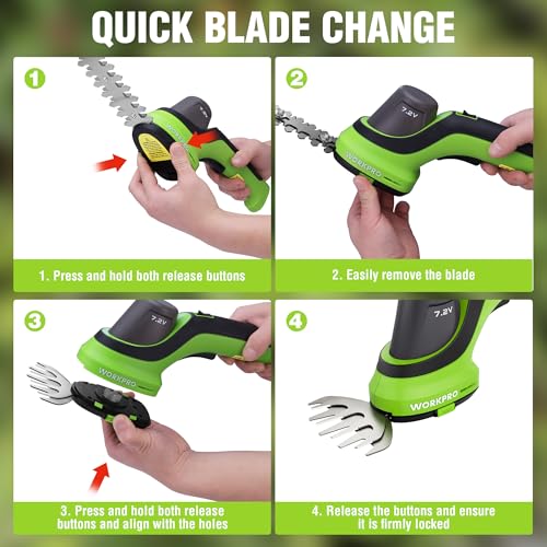 WORKPRO 7.2V 2-in-1 Cordless Hedge Trimmer & Grass Shears - style: Handheld Grass Shear