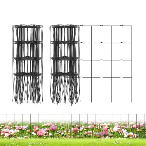PROWORX Black Small Garden Fence Border Flat Wire Fencing 14”x40’(2 Rolls) - color: Black, size: Flat Wire-Total 14 in x 40 ft