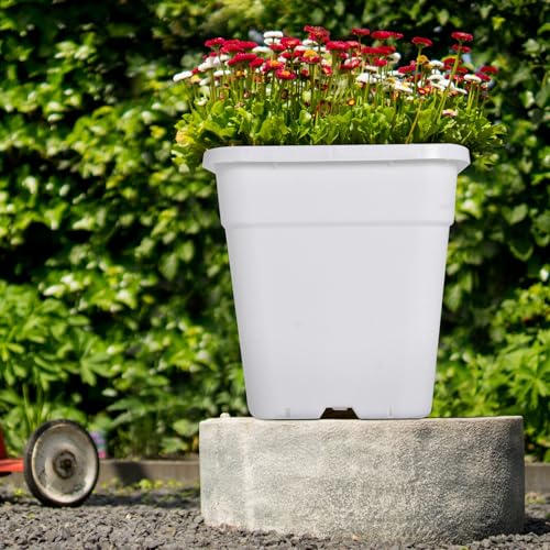 HOSTIC Plant Nursery Pot 10-Pack 5 Gallon White Plastic Garden Planter Pots Flower Seedling Injection Molded Container Seed Starting Pot for Indoor Outdoor Plants Seedlings Flowers Vegetables - size: 5 Gallon