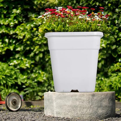 HOSTIC Plant Nursery Pot 10-Pack 5 Gallon White Plastic Garden Planter Pots Flower Seedling Injection Molded Container Seed Starting Pot for Indoor Outdoor Plants Seedlings Flowers Vegetables - size: 5 Gallon