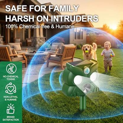 2026 New Sonic Fortress Pro Deer Repellent Motion Activated Cat Deterrent Outdoor Solar Ultrasonic Animal Repeller with Strobe Light for Skunk Rabbit Raccoon Squirrel Fortress Pro for Yard Garden(4)