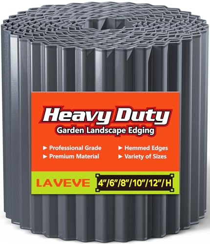 LAVEVE Corrugated Metal Garden Edging 6" x 40Ft, Landscape Edging Border for Lawn, Flower Bed, Garden Fence, Paver Edging (Dark Gray) - color: Dark Gray