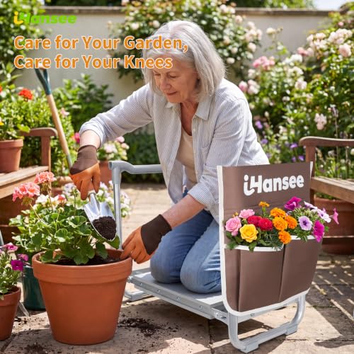 Garden Kneeler and Seat, Portable Kneeling Bench for Gardening - color: Brown-modle C