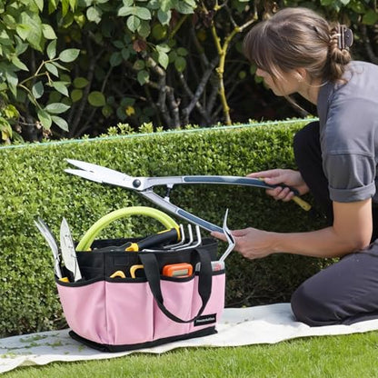 Housolution 14 Inch Gardening Tote Bag, Garden Tool Storage Bag, Pink - color: Pink, size: 14 Inch