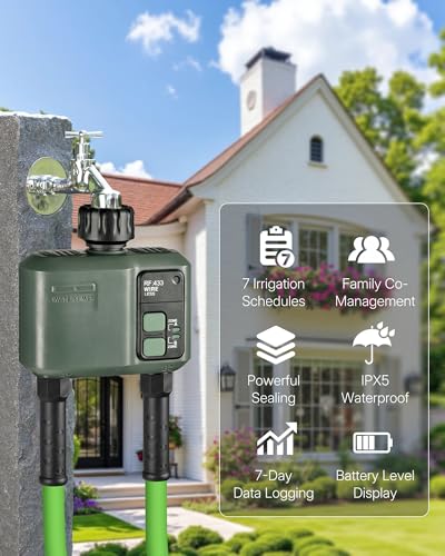 WiFi Water Timer for Garden Hose, Sprinkler Timer 2 Zone, Smart Lawn Watering System with WiFi Irrigation Controller, Voice Control, Automatic Irrigation/Rain Delay/Manual Watering D32WT06 - style: 2 ZONE