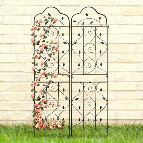 hogardeck 4 Packs 72 * 18 inch Metal Garden Trellis for Climbing Plants Outdoor,Heavy Duty,Black Coating Rustproof Trellis for Rose, Vegetable, Flowers, Expandable,Perfect for Training Climbing Plants - size: 72*18 in