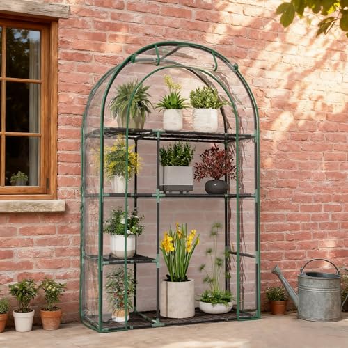 4-Tier Mini Greenhouse for Outdoors, 40" x 18" x 63" Portable Green House - color: White, size: 63" x 40"