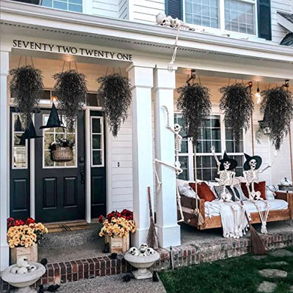 RECUTMS 4Pcs Black Artificial Hanging Lavender Fake Plants Gothic Halloween - color: Black
