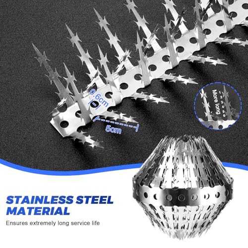 Bird Spikes, Squirrels Spike, Raccoon Snake Deterrent, Squirrel Spikes, Stainless Steel Squirrel baffles for Bird feeders, Anti Climb Spikes for Birdhouse to Keep Mouse Raccoo Away, 10FT