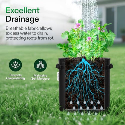 VIVOSUN 5-Pack 7 Gallon Potato Grow Bags, Roll-up Harvest Window - color: Black, size: 7 Gallon