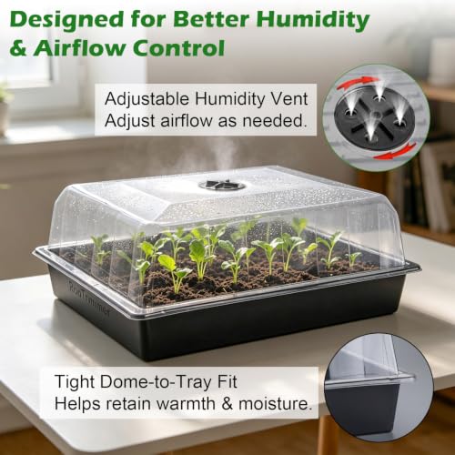 8-Pack Seed Starting Trays with 4" Humidity Dome, Water-Return Design - size: 8p Trays+Domes