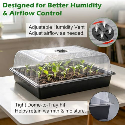 8-Pack Seed Starting Trays with 4" Humidity Dome, Water-Return Design - size: 8p Trays+Domes