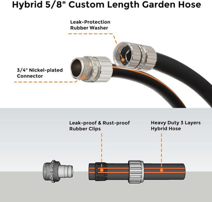 Giraffe Tools Garden Hose 5/8", 20ft Lightweight Hybrid Hose - size: 20ft Male to Female Hose