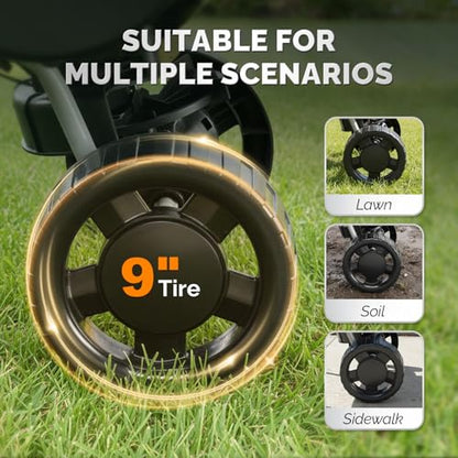 VINGLI 70lbs Fertilizer Spreader with 15 Adjustable Drop Rate, Pre-Assembled Walk-Behind Seed Spreader, with 9" Tire for Multi-Terrain, Broadcast Spreader for Lawn Care & Seed Spreading