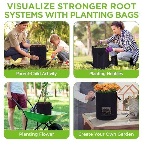 2pcs 10 Gallon Potato Grow Bags with Harvest Window & Visible Window 350g Thickened Nonwoven Fabric Pots, Sturdy Handle Garden Planting Bag for Vegetable Fruits Tomato Growing