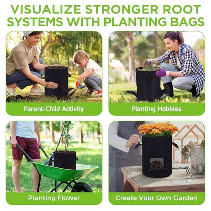 2pcs 10 Gallon Potato Grow Bags with Harvest Window & Visible Window 350g Thickened Nonwoven Fabric Pots, Sturdy Handle Garden Planting Bag for Vegetable Fruits Tomato Growing