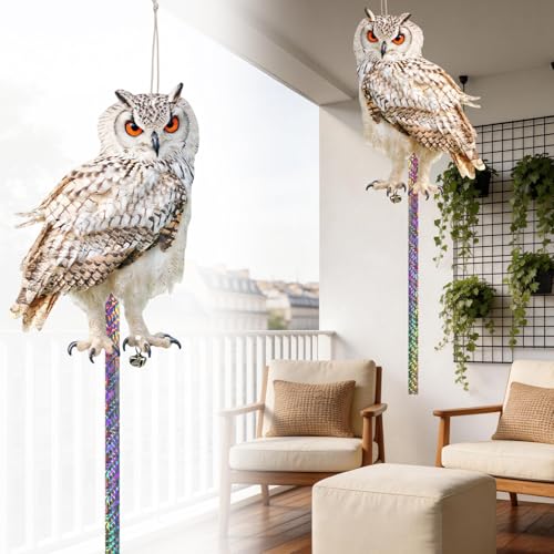 Fake Owl to Scare Pigeon Woodpecker Away, 3 Pcs Flat Paper Fake Owl for Keep Animals Away Waterproof for Outdoor Contryard Patio Yard Balcony Porch Window, Weatherproof Animal Scare Decor - color: 3pcs-white