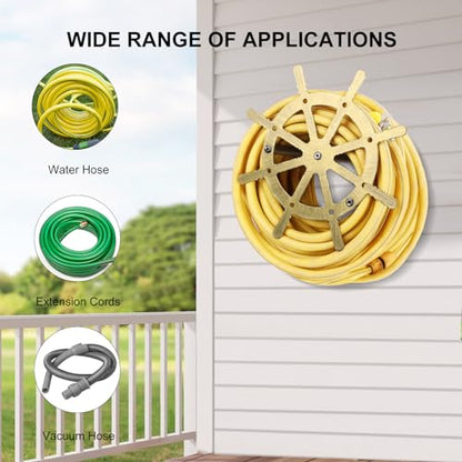 Metal Garden Hose Holder - Sturdy Hose Racks Heavy Duty Hose Hanger Wall Mounted Hose Holder Decorative Hose Stewards Reel Hose Stand for Outdoor Yards(1pc Bronze)