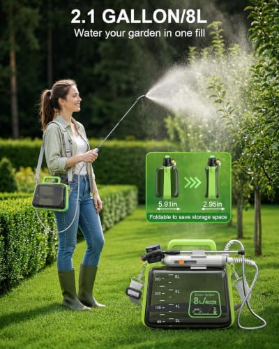 Battery Powered Garden Sprayer 1.8 Gallon, Lightweight Electric Weed Sprayer with Telescopic Wand & Adjustable Nozzles, Portable Yard Sprayer for Plant Watering, Lawn Care, Fertilizing (2.2gal) - size: 2.2gal