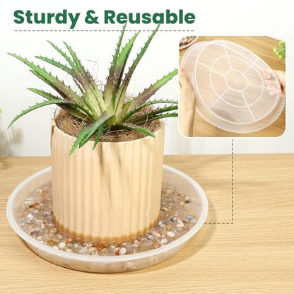 4 Pack 16 17 18 19 20 21 22 in Clear Plastic Plant Saucers for Indoors, Durable Plant Trays for Pots and Plant Water Catcher Tray with No Holes, Reusable Plastic Trays for Plants (17''-4Pack) - size: 17''-4Pack