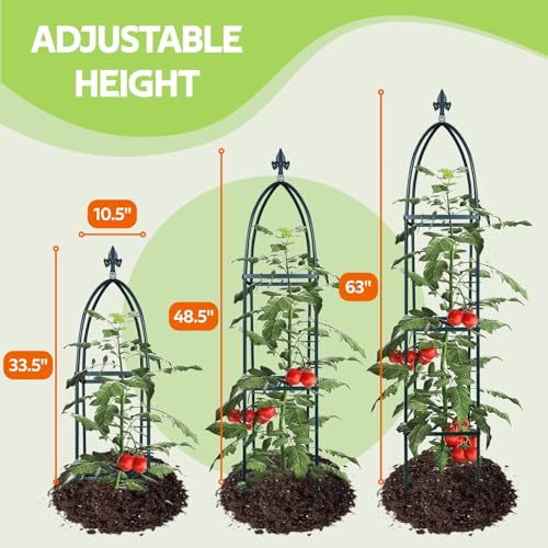 100% Garden Trellis Metal Obelisk Trellis for Climbing Plants Outdoor - color: Green