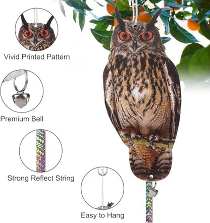 4PCS Hanging Flat Owl to Scare Pigeon Away from Outdoor - color: Brown Owls 4pcs