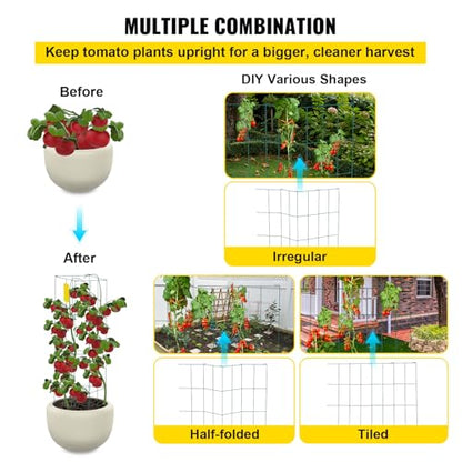 Happybuy Tomato Cages - 14.6" x 14.6" x 39.4". 6 Packs Square Plant Support. Green PVC-Coated Steel for Vegetables, Plants, Flowers, Fruits