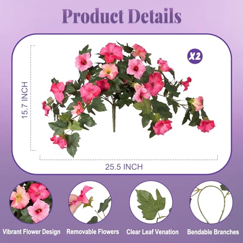 Ammyoo Artificial Fake Petunia Flowers for Outdoor Decoration - color: Double Pink