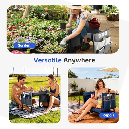 Foldable Garden Kneeler Seat, Garden Stools for Seniors, Heavy Duty Stool - color: Blue