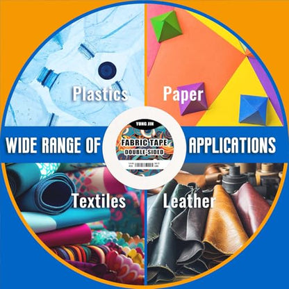 YONGJIN Double-Sided Fabric Tape,Hem Tape No Sew No Iron,3/5"+1" (2 Rolls) - size: 3/5inch+1inch