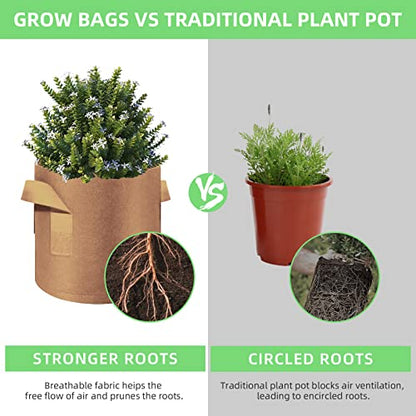 10 Gallon Garden Grow Bags, 30 Pack 10 Gal Planter Bags Fabric Pot, Nonwoven Grow Pots Heavy Duty Aeration Fabric Pots with Handles, Garden Fabric Planters for Vegetables Flowers (Brown) - color: Brown