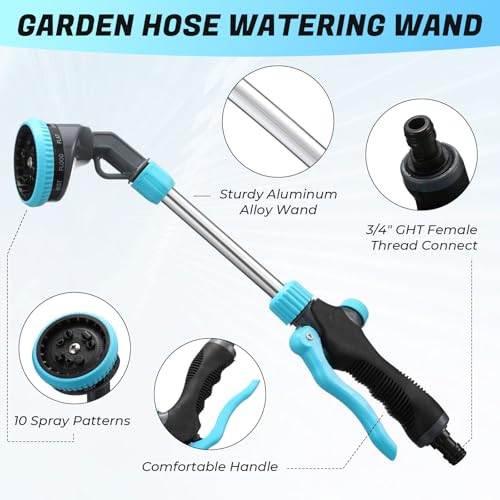 Hushee 2 Pack Garden Hose Watering Wand, 17.7 In Metal Wand, Blue - color: Blue