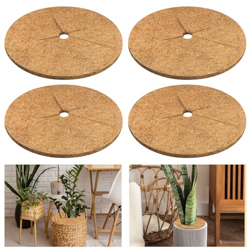 Legigo 4 Pack Coconut Fiber Mulch Ring Tree Plant Protector Mat, 14 Inch - color: 4 Pack, size: 14 Inch