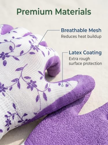 2 Pairs Garden Gloves, Breathable Yard Work Gloves with Non-Slip Grip, Thorn-Resistant Protective Gloves for Men and Women, One Size