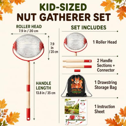Nut Gatherer for Kids, Acorn Picker Upper Roller with Storage Bag