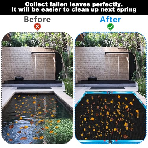 36 ft x 18 ft Black Pool Leaf Net for Rectangle Inground Above Ground Pool Screen Fine Mesh Sunshade Catches Leaves - size: 36' x 18' (Rectangular)
