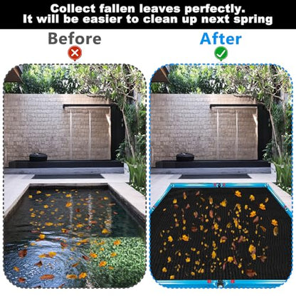 36 ft x 18 ft Black Pool Leaf Net for Rectangle Inground Above Ground Pool Screen Fine Mesh Sunshade Catches Leaves - size: 36' x 18' (Rectangular)