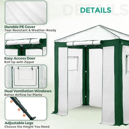 EAGLE PEAK 6x4 Walk in Pop Up Greenhouse, Green/White - color: Green/White, size: 6x4