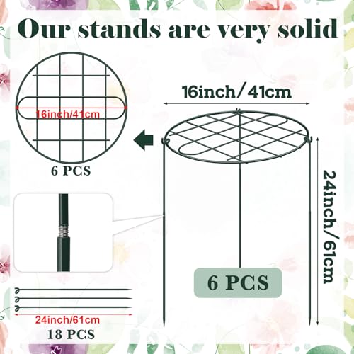6 Pack 16 x 24 Inch Peony Cages and Supports for Outdoor Plants - size: 6pack/16 x 24 inch