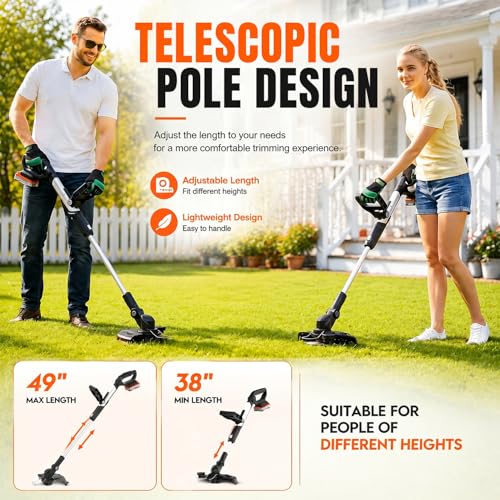 18 Inch Brushless Electric Lawn Mower and 12 Inch Trimmer Combo - color: 18'' Lawn Mower+Weed Wacker, size: 2*5.0Ah+2.0Ah