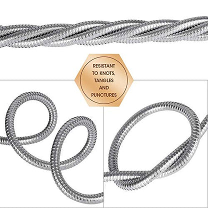 BEAULIFE 304 Stainless Steel Metal Garden Hose Extension 100 Ft with Brass Water Hose Nozzle Flexible & Lightweight Kink Free Hose Connector for Hose Reel Faucet Outdoor - size: 100Ft