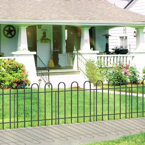 24” x 16’ Outdoor Metal Garden Fence, No-Dig Dog Fence Panels with Stakes - size: Multi Arch 24″H x 16ft (8Panels)