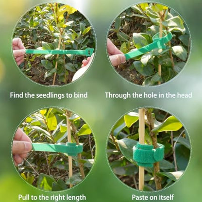 Green Reusable Plant Hook and Loop Tie Strap,Adjustable Flexible Garden Tree Support Band,0.4×5.9 Inch Weatherproof Plant Securing Tape for Vine Tomato Flower Climbing Fixing