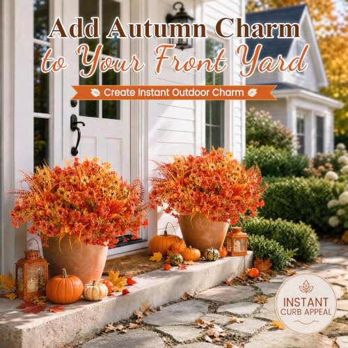DomeStar 30PCS Fall Mums for Outdoors, Faux Fall Flowers UV Resistant