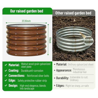 SnugNiture 2×2×1.5 FT 4 PCS Round Raised Garden Bed Outdoor,Brown - color: Brown, size: 2×2×1.5ft(4 Pack)