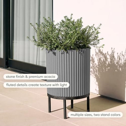 Veradek Demi Series Raised Planter - Round Planter with Stand - color: Gray/Black, size: 16 inch - 2 Pack
