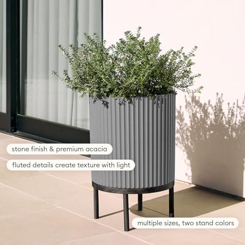 Veradek Demi Series Raised Planter - Round Planter with Stand - color: Gray/Black, size: 12 inch - 2 Pack