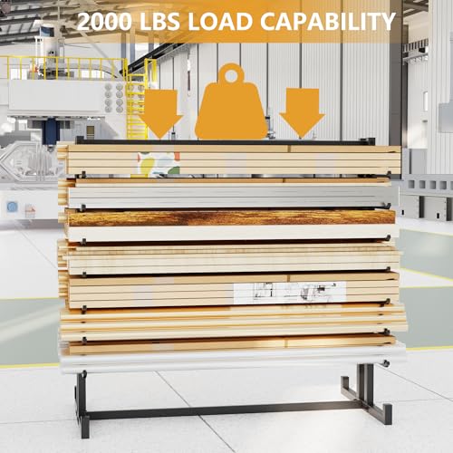 7-Tier Steel Storage Rack,Detachable Lumber Storage Rack,Load 2000 Lbs Heavy Organizer Shelf for Garage Shed Basement(No Wheel) - style: No Wheel